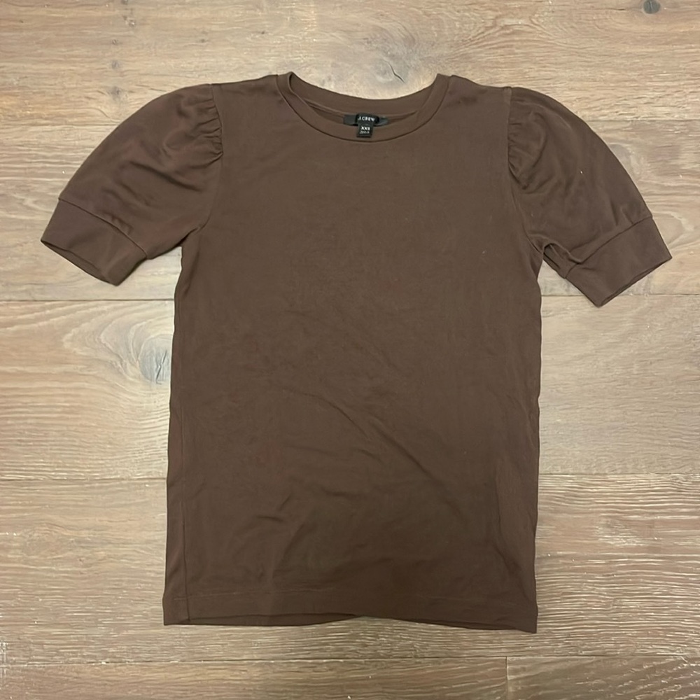 Brown puff sleeve sweater top from Jcrew